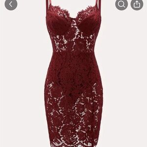 Wine colored Sexy lace dress